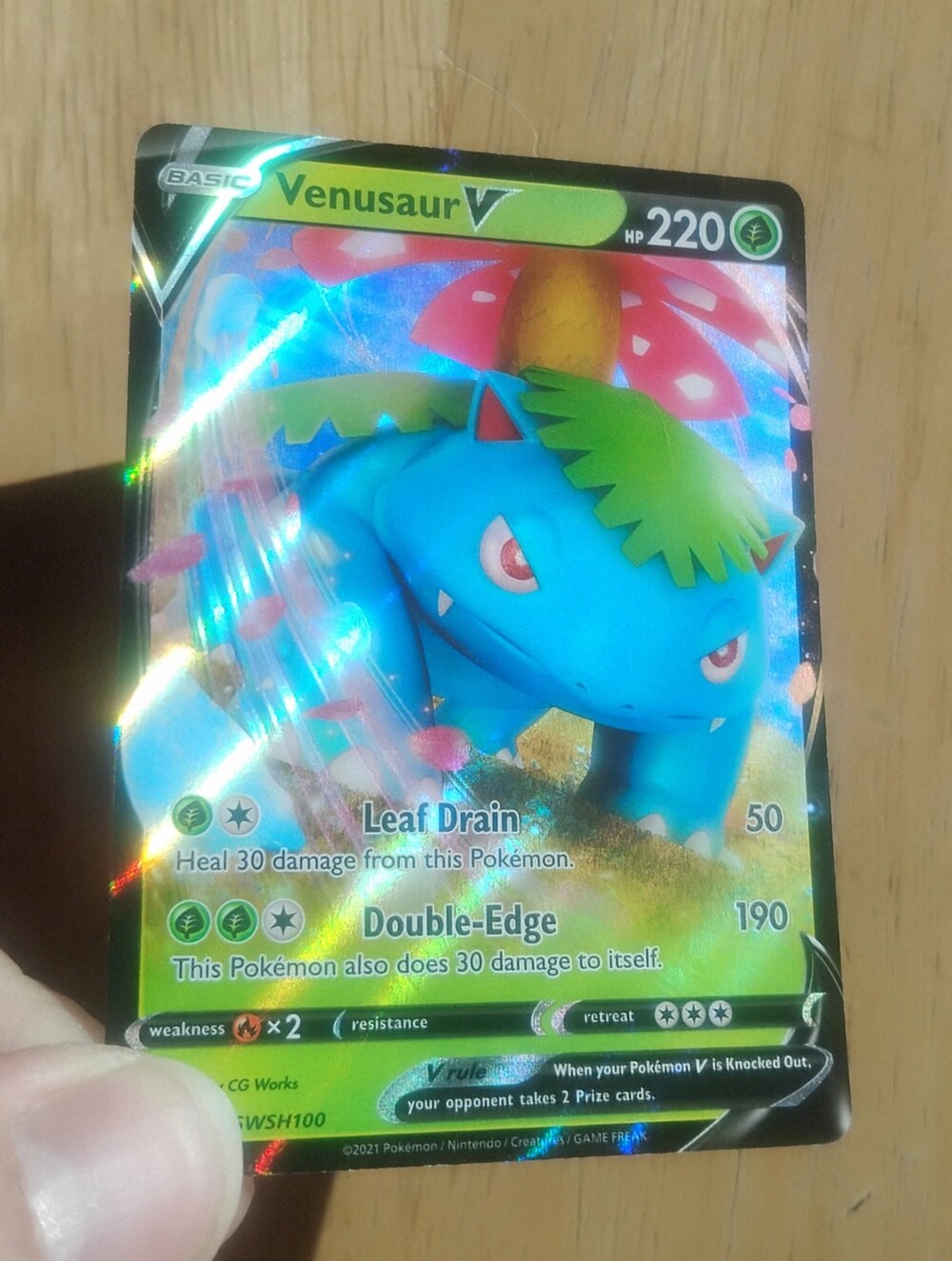 Mint 2021 Holo Full Art Venusaur V SWSH100 Black Star Promo Pokemon Card